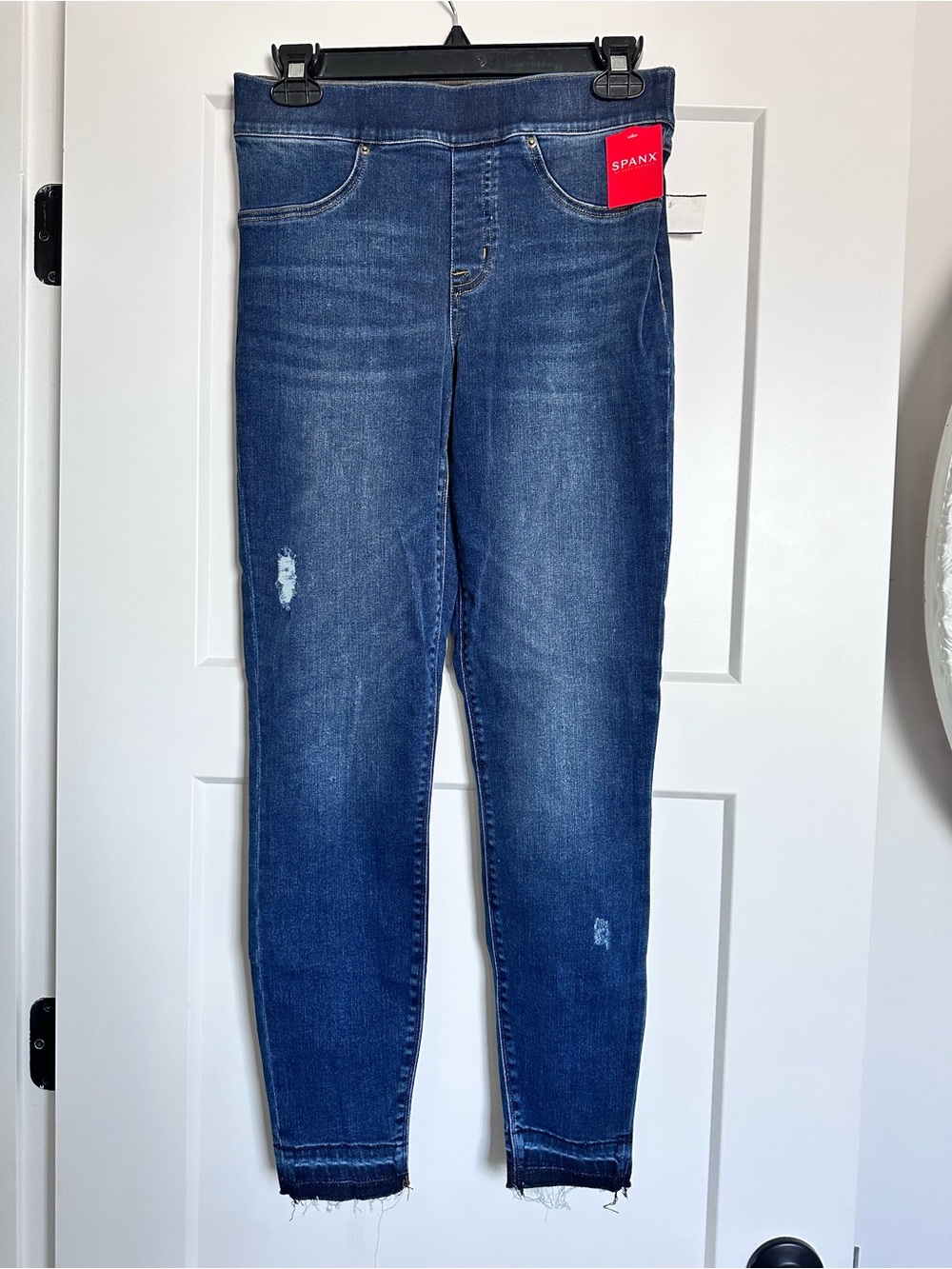 SPANX Indigo Skinny Stretch Jeans with Frayed Hem